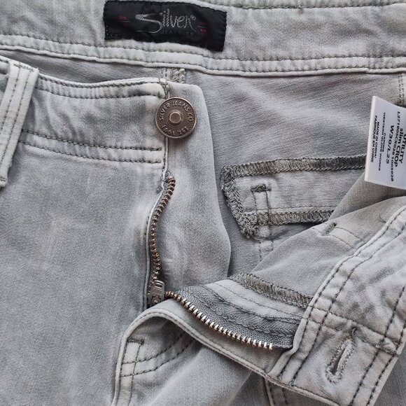 Silver Jeans utility cargo pants slim crop light grey men's size W30/L25 - Picture 8 of 16